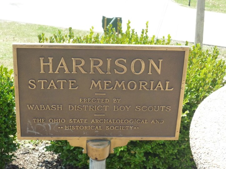 Historical marker for the William Henry Harrison Memorial